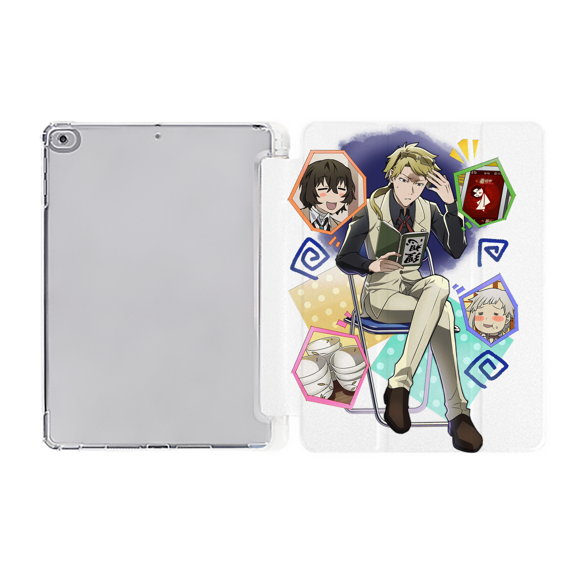 （画像用） 文豪ストレイドッグス Bungo Stray Dogs IPad ケース ペン収納付き 三つ折りスタンド PUレザー×シリコン 対応機種9.5/10.5/10.9インチ